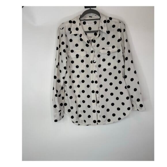 Equipment silk black and white button down L - Picture 1 of 5